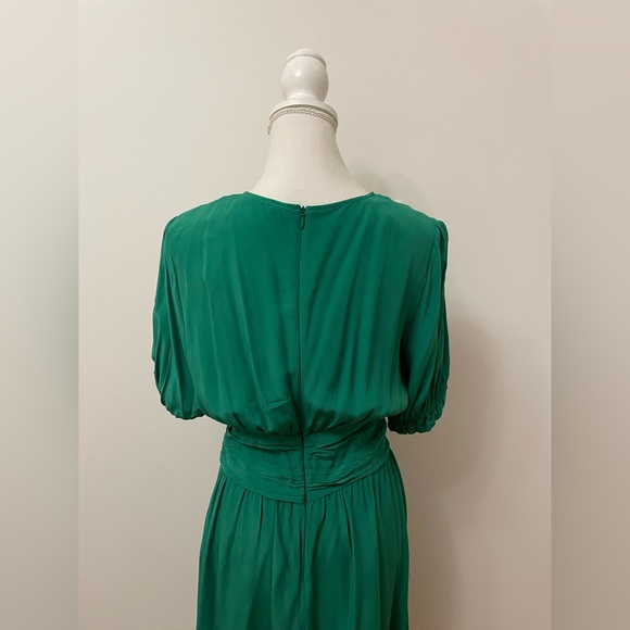 Zara Green Quarter Sleeve V-Neck Dress With Buttons size medium - Picture 6 of 9